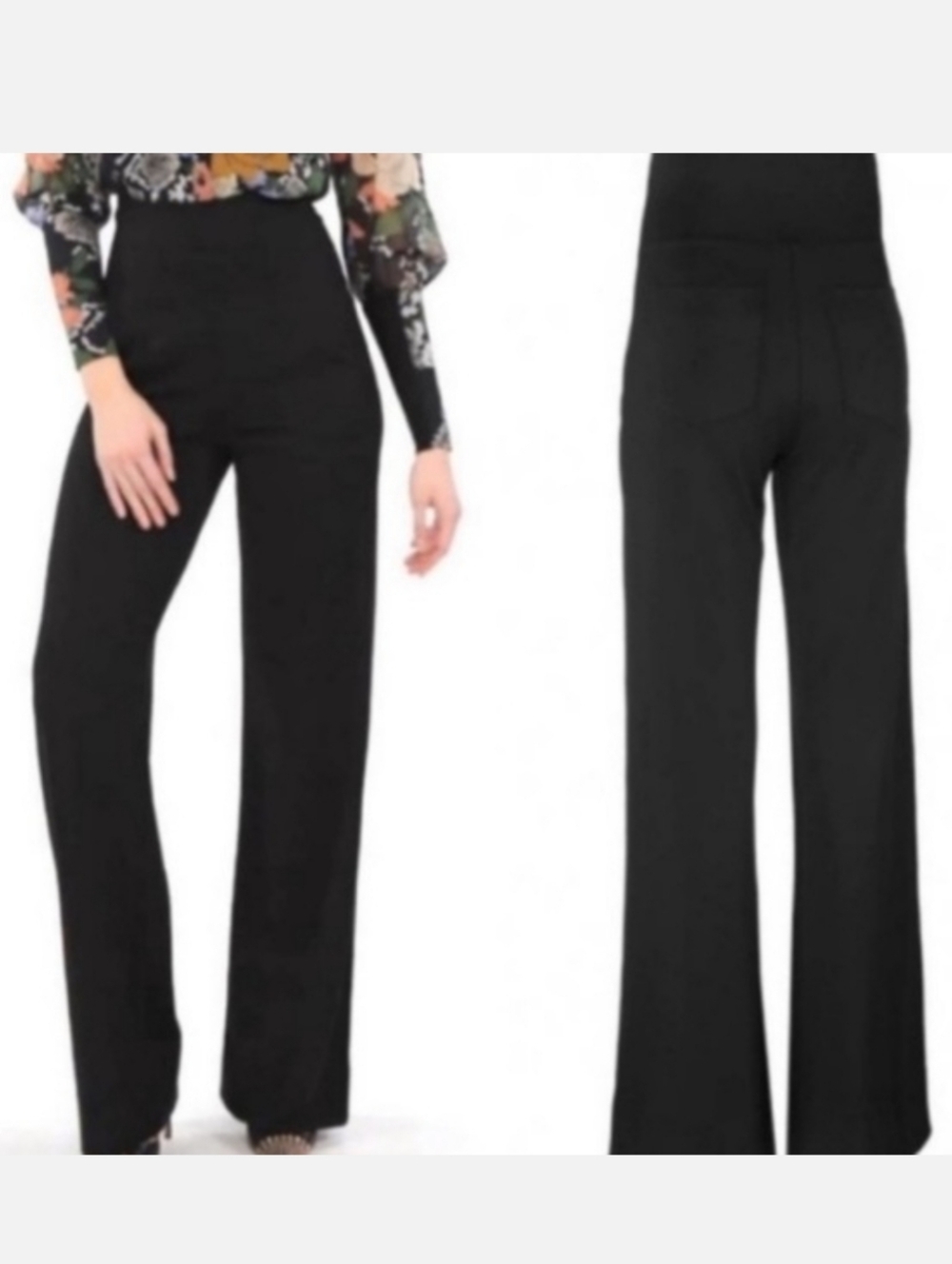 Cabi Chance Wide Leg Knit Trousers Pull On Long 34" Inseam